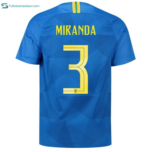 Camiseta Brasil 2ª Miranda 2018 Azul